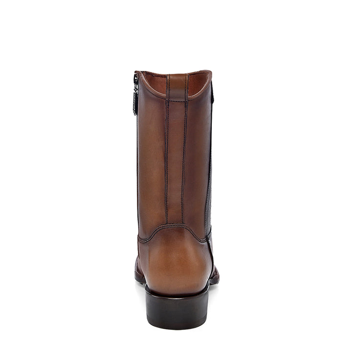 Moroni Chestnut Ostrich Laser & Woven Narrow Square Toe