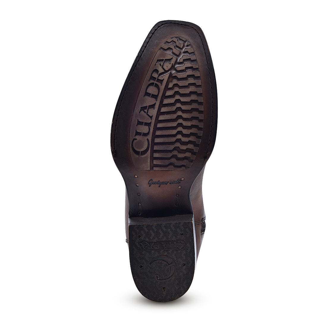 Moroni Chestnut Ostrich Laser & Woven Narrow Square Toe