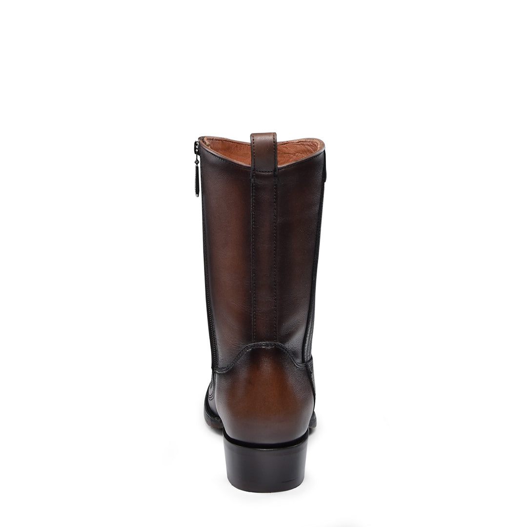 Flame Chocolate Ostrich Laser & Woven Narrow Square Toe