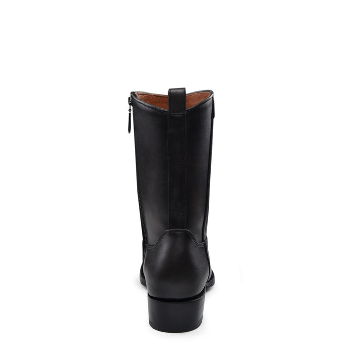 Black Ostrich Laser & Woven Narrow Square Toe