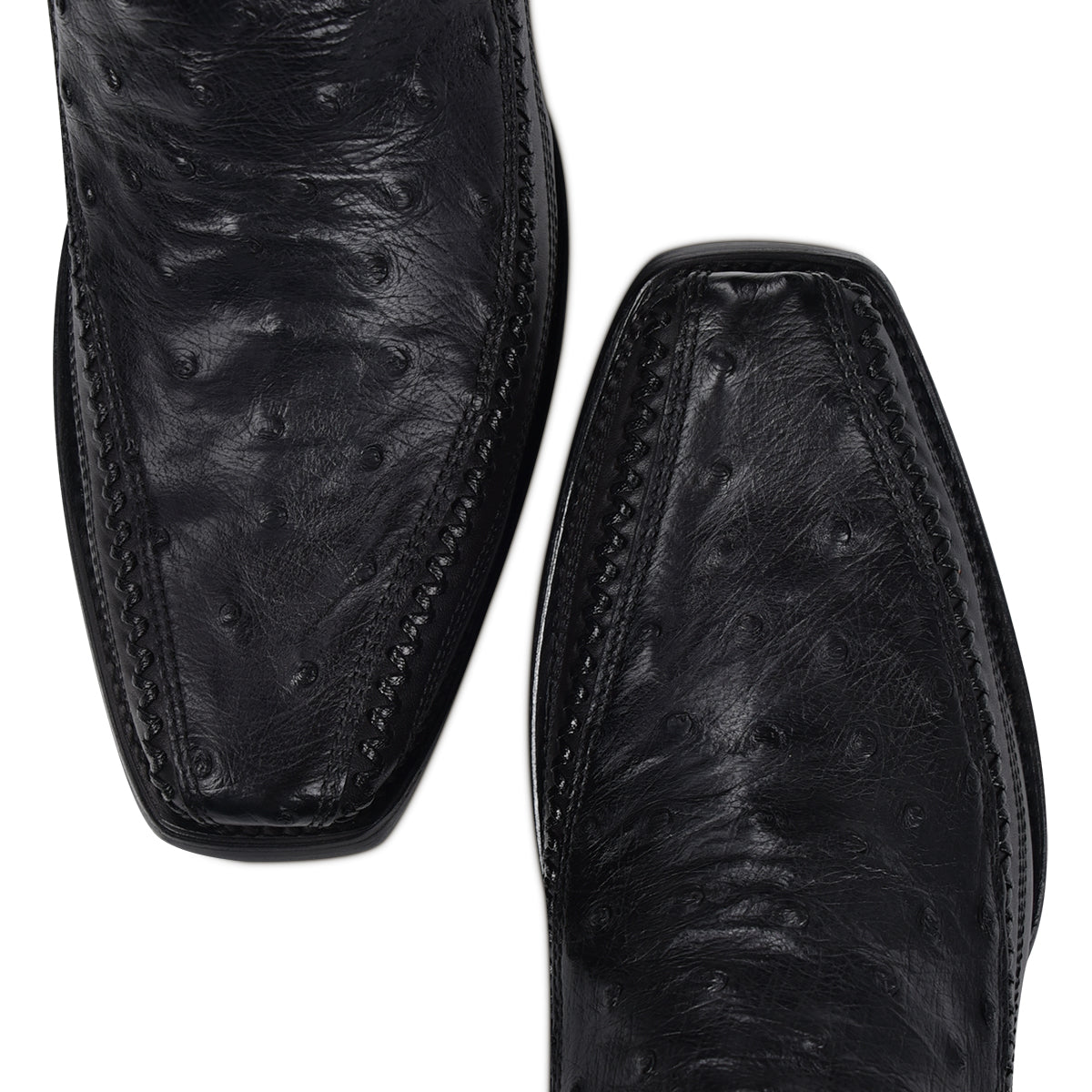 Black Ostrich Laser & Woven Narrow Square Toe