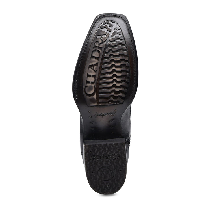 Black Ostrich Laser & Woven Narrow Square Toe