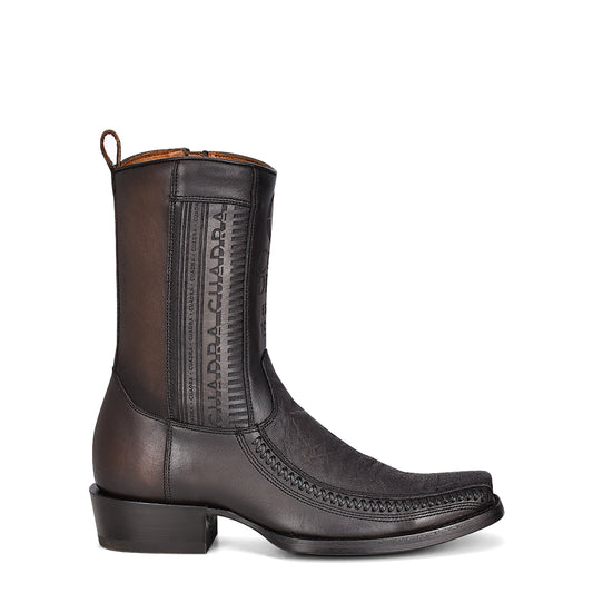 Dusty Black Elephant Laser & Woven Narrow Square Toe