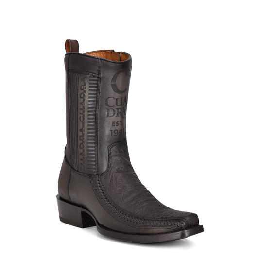 Dusty Black Elephant Laser & Woven Narrow Square Toe