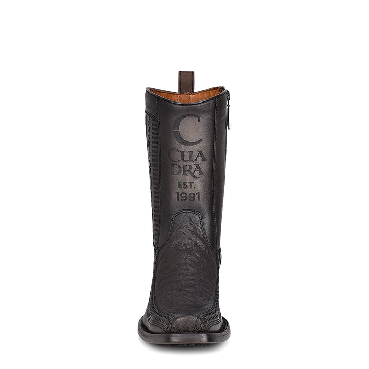 Dusty Black Elephant Laser & Woven Narrow Square Toe