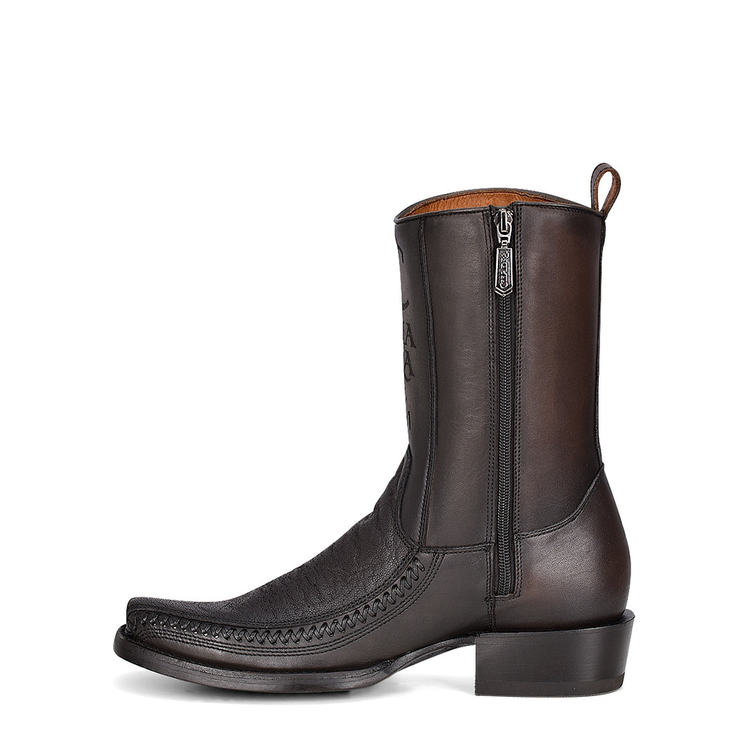 Dusty Black Elephant Laser & Woven Narrow Square Toe