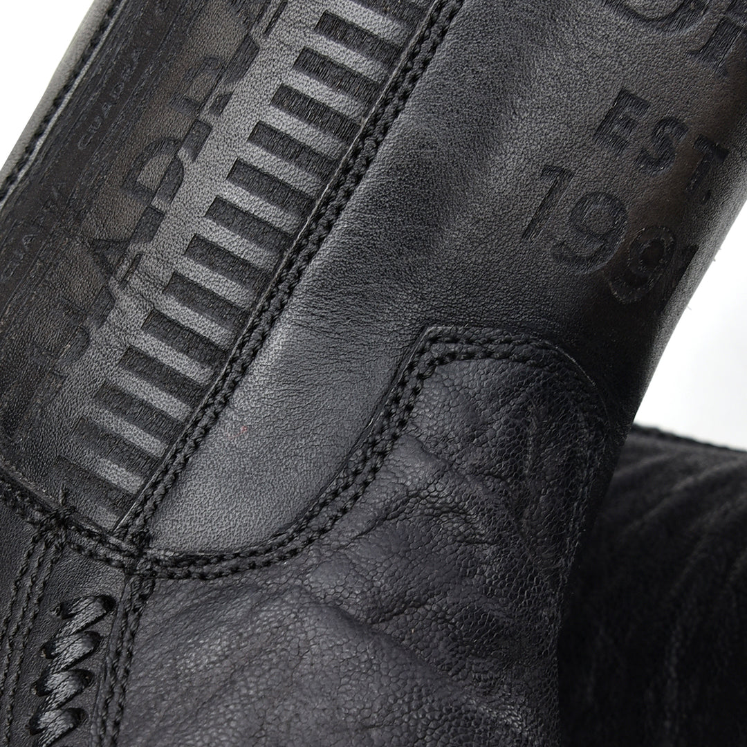 Dusty Black Elephant Laser & Woven Narrow Square Toe