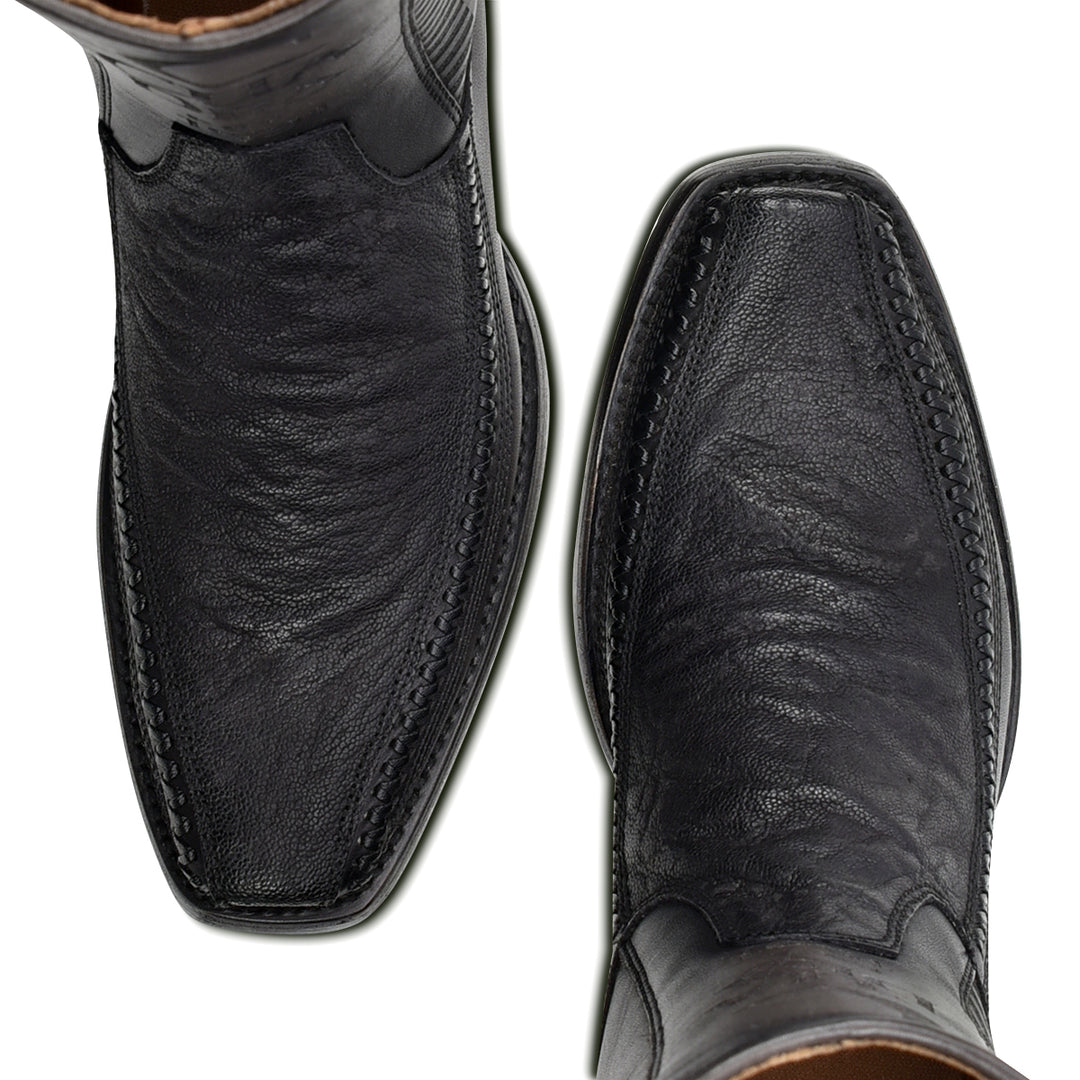Dusty Black Elephant Laser & Woven Narrow Square Toe