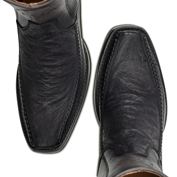 Dusty Black Elephant Laser & Woven Narrow Square Toe