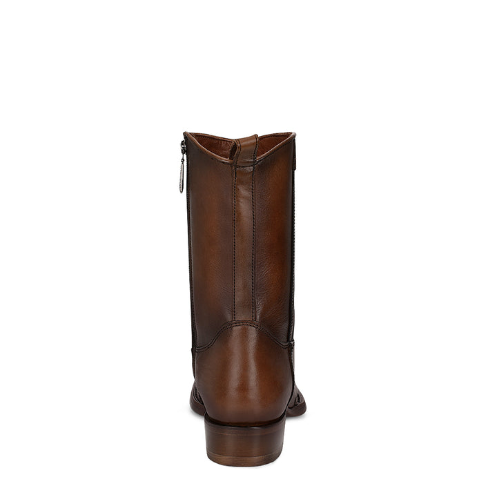 Brown Caiman Laser & Woven Narrow Square Toe