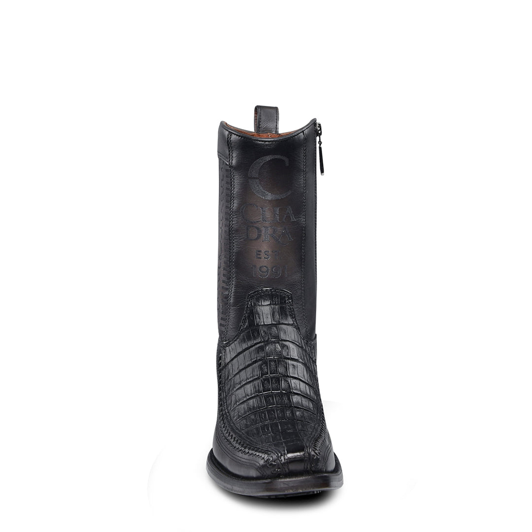 Plunge Black Caiman Laser & Woven Narrow Square Toe
