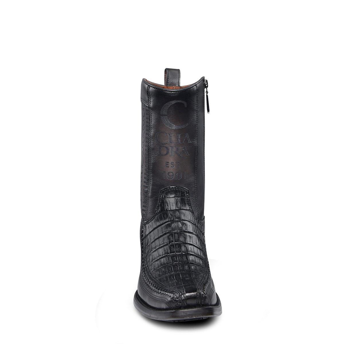 Plunge Black Caiman Laser & Woven Narrow Square Toe