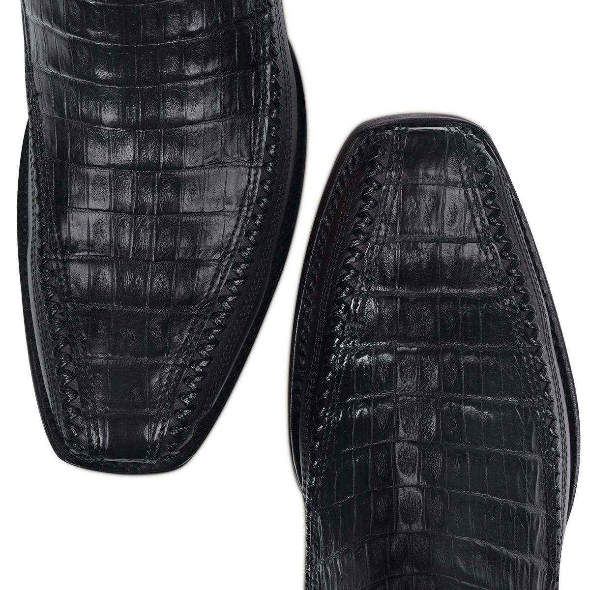Plunge Black Caiman Laser & Woven Narrow Square Toe