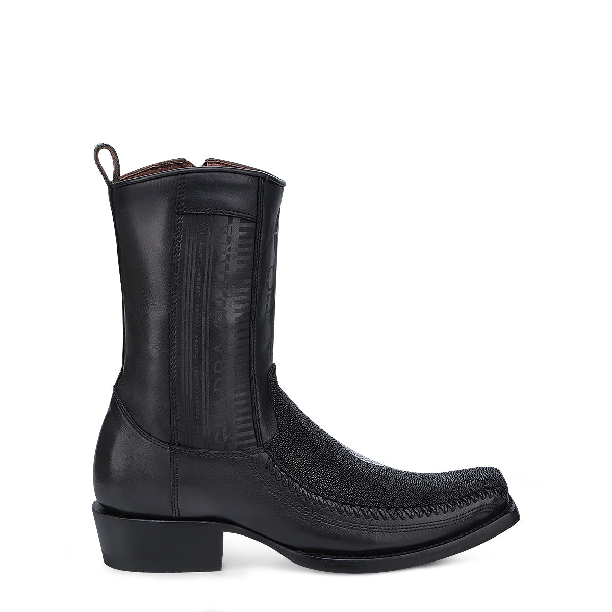 Black Stingray Laser & Woven Narrow Square Toe