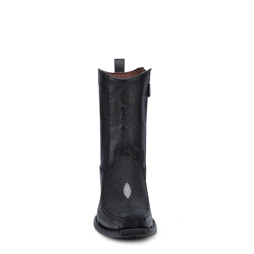 Black Stingray Laser & Woven Narrow Square Toe