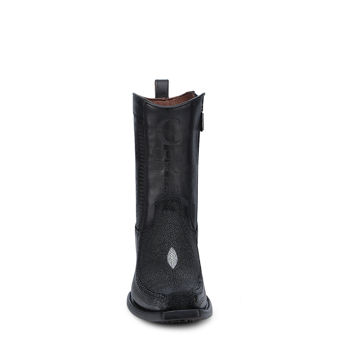Black Stingray Laser & Woven Narrow Square Toe