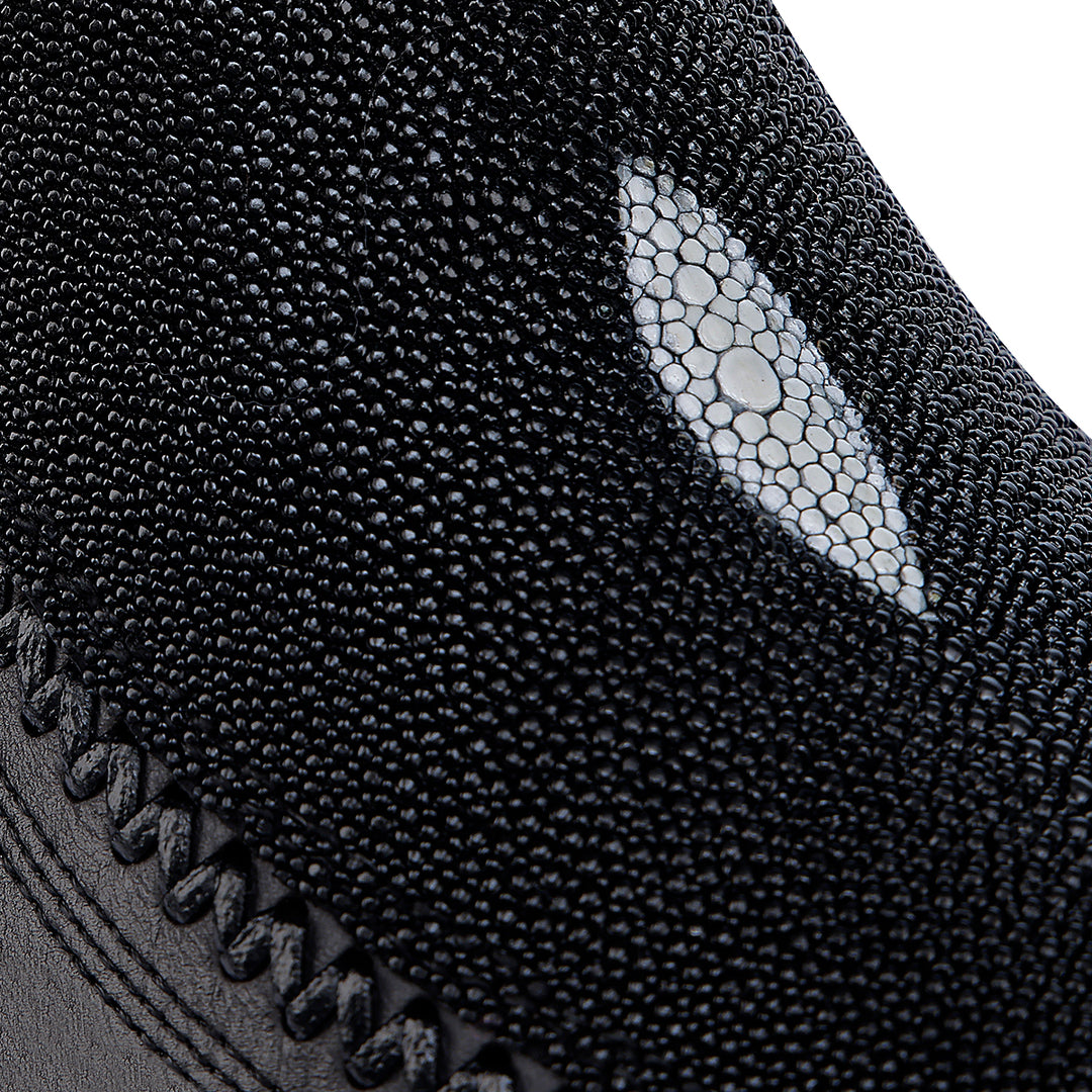 Black Stingray Laser & Woven Narrow Square Toe