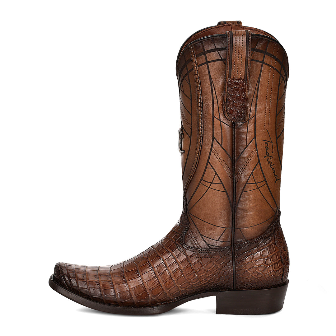 Brown Moreletti Laser & Embroidery Narrow Square Toe