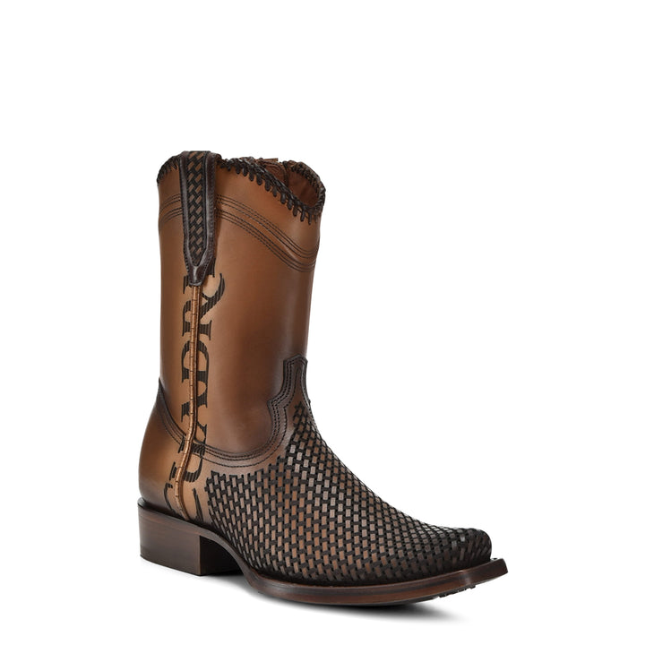 Denver Brown Laser & Woven Narrow Square Toe