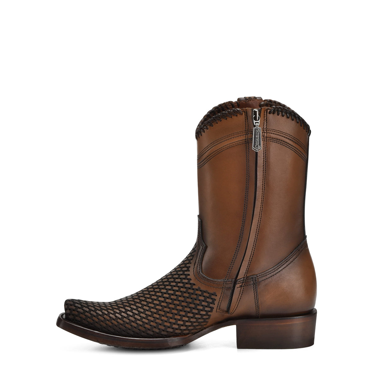 Denver Brown Laser & Woven Narrow Square Toe