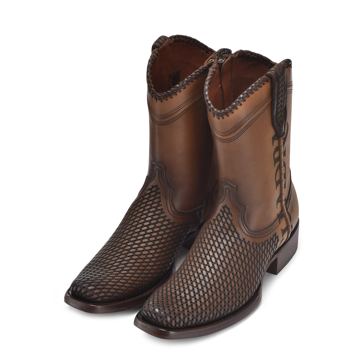 Denver Brown Laser & Woven Narrow Square Toe