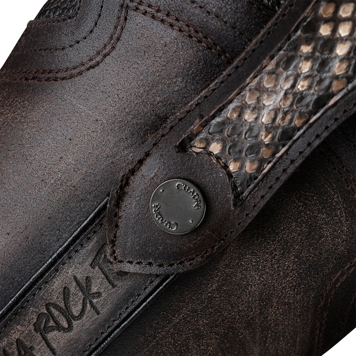 CHOCOLATE PYTHON ZIPPER & STUDS CC214