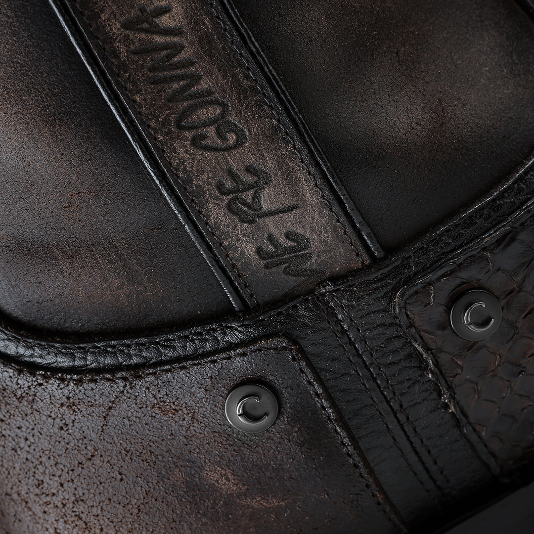 CHOCOLATE PYTHON ZIPPER & STUDS CC214