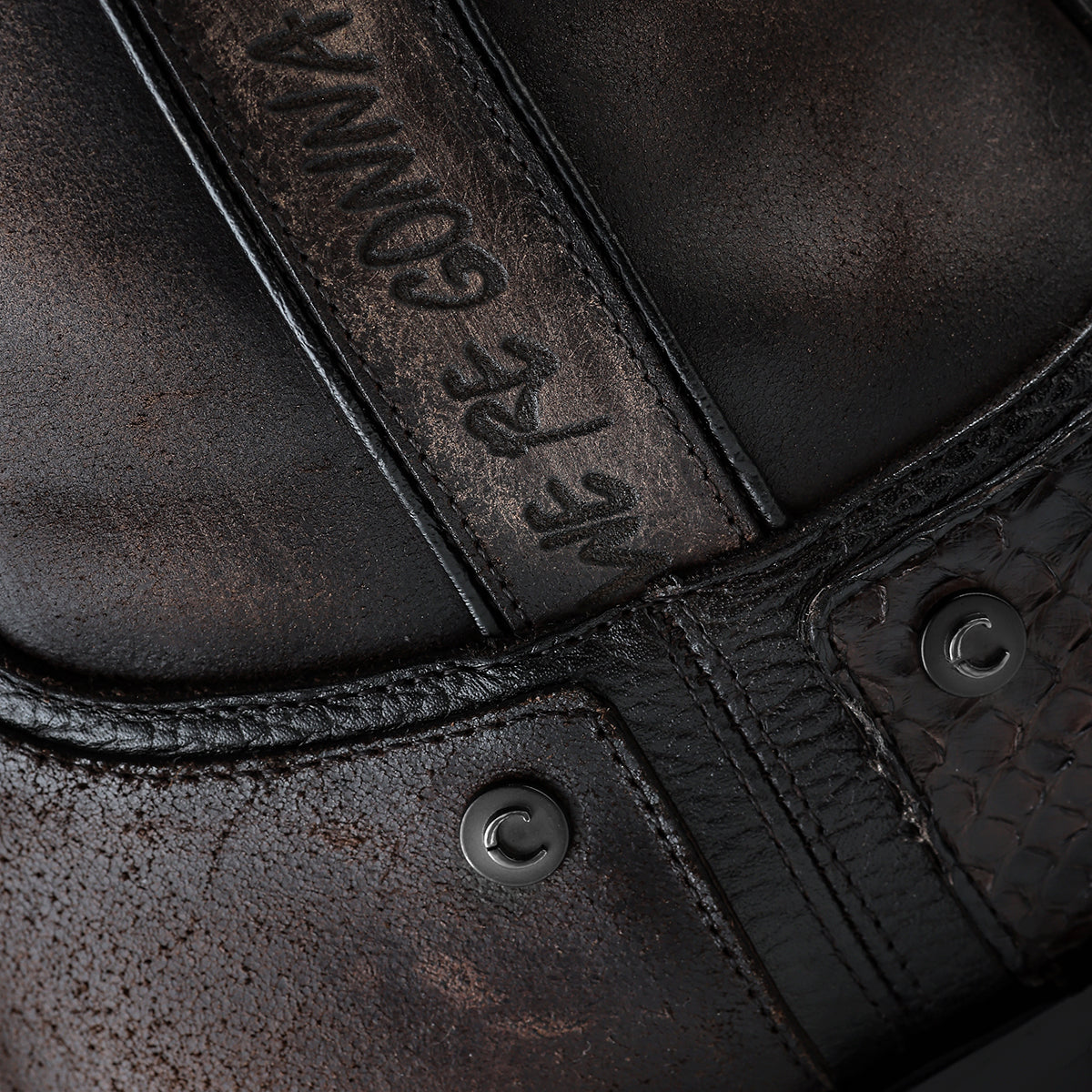 CHOCOLATE PYTHON ZIPPER & STUDS CC214