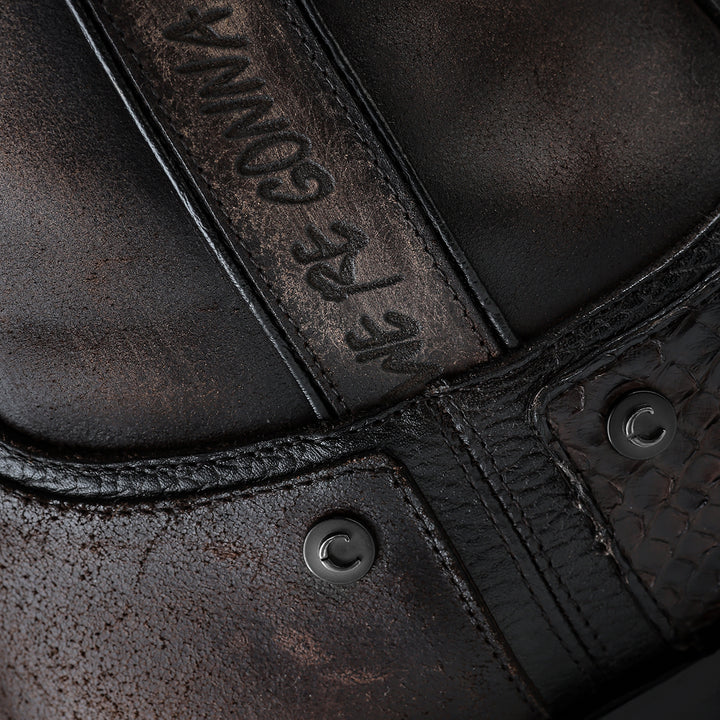 CHOCOLATE PYTHON ZIPPER & STUDS CC214