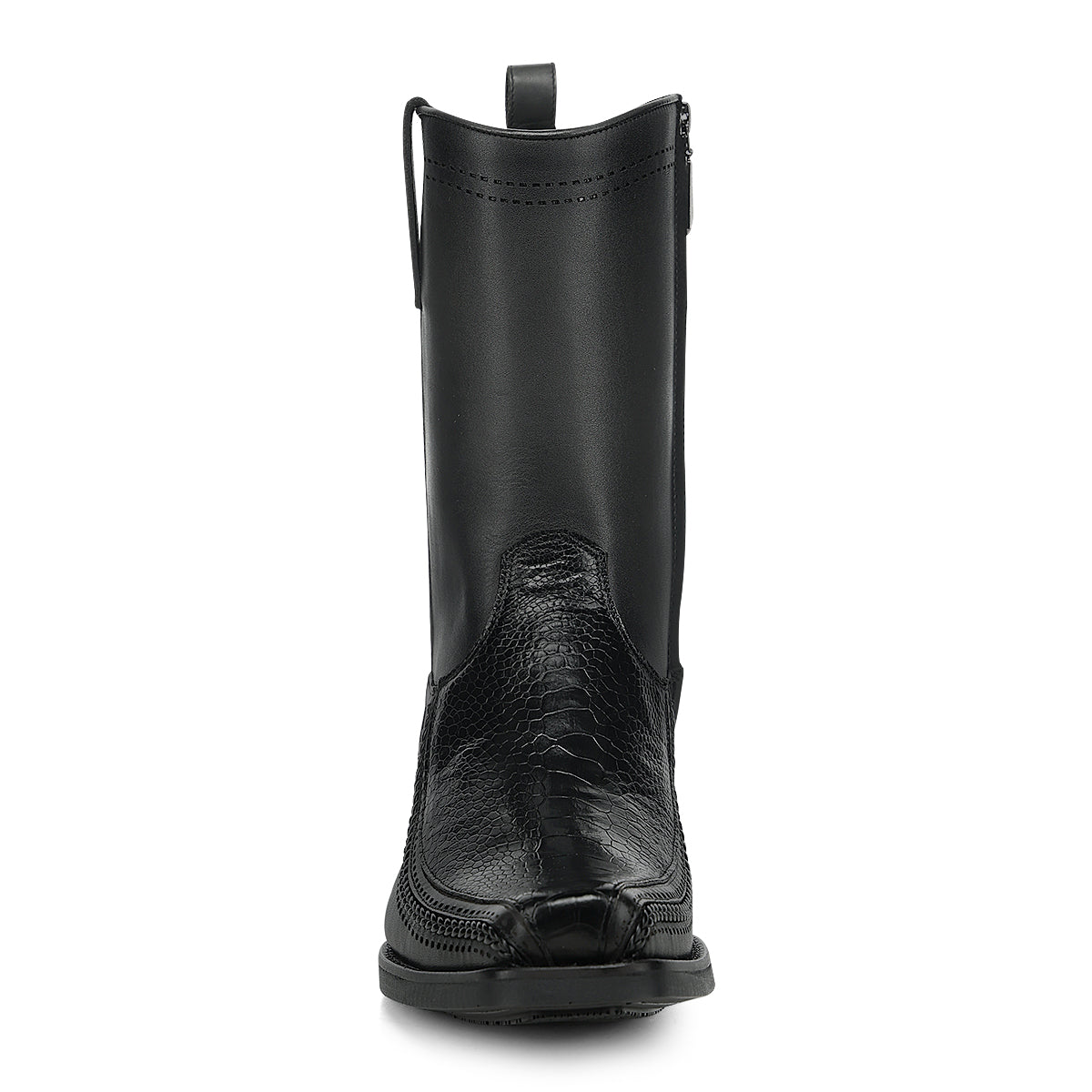 Cuadra Black Ostrich Leg Laser & Zipper Narrow Sq CC299