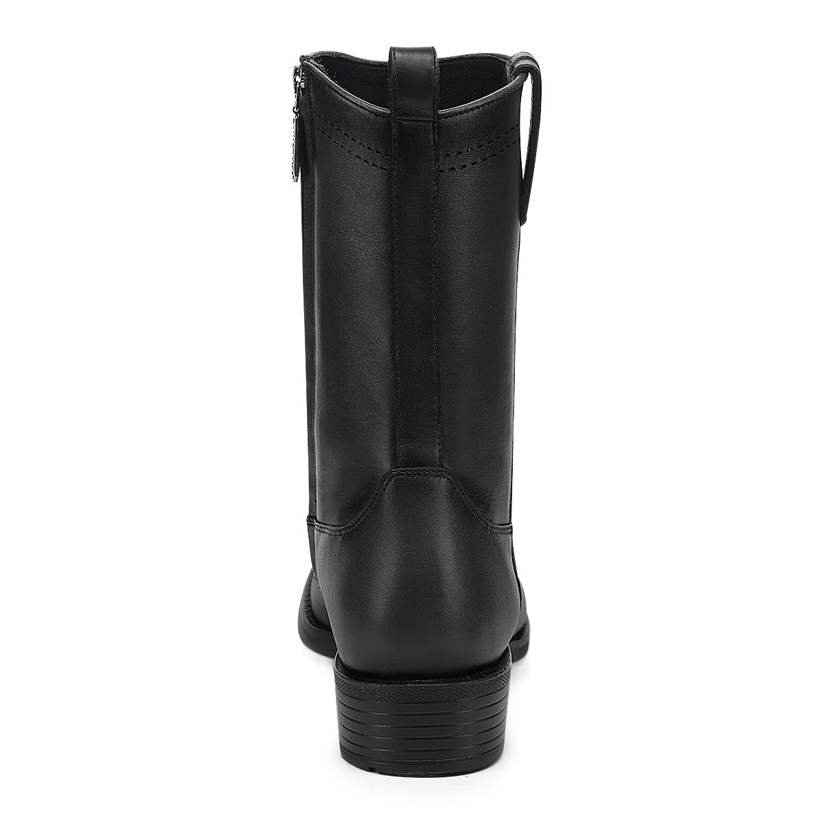 Cuadra Black Ostrich Leg Laser & Zipper Narrow Sq CC299