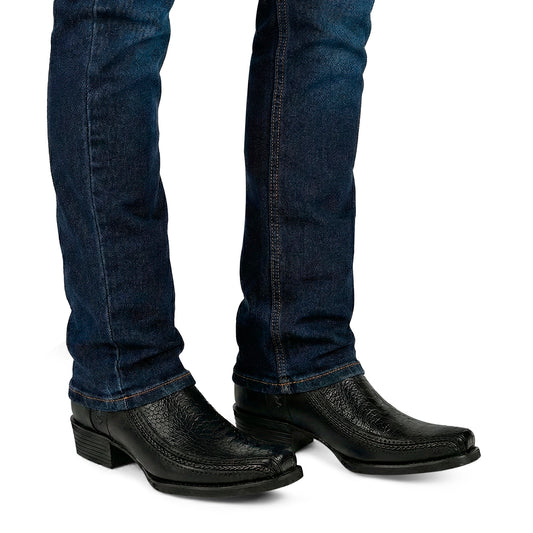 Cuadra Black Ostrich Leg Laser & Zipper Narrow Sq CC299