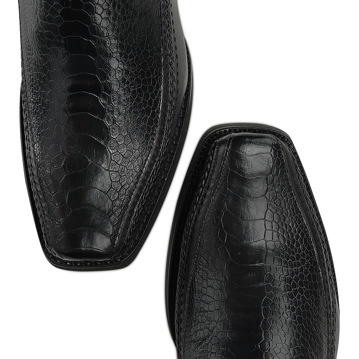Cuadra Black Ostrich Leg Laser & Zipper Narrow Sq CC299