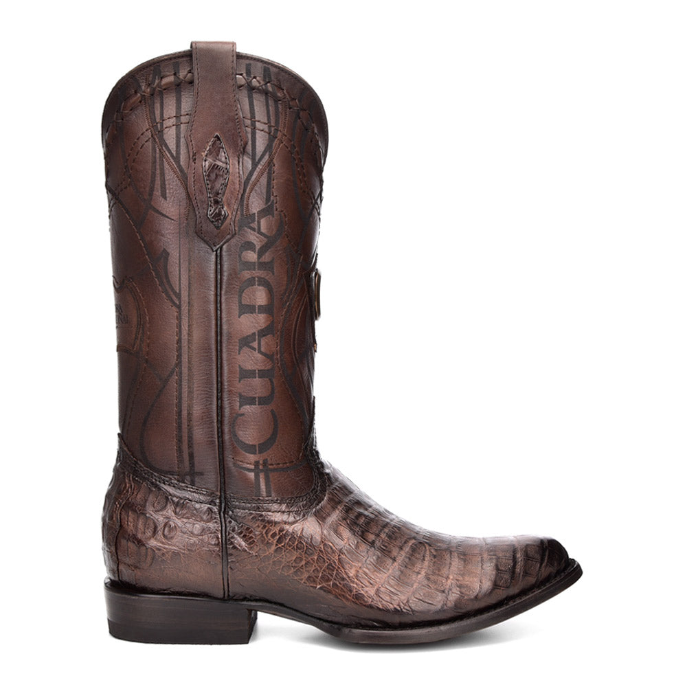 Paris Brown Caiman Laser & Embroidery Round Toe