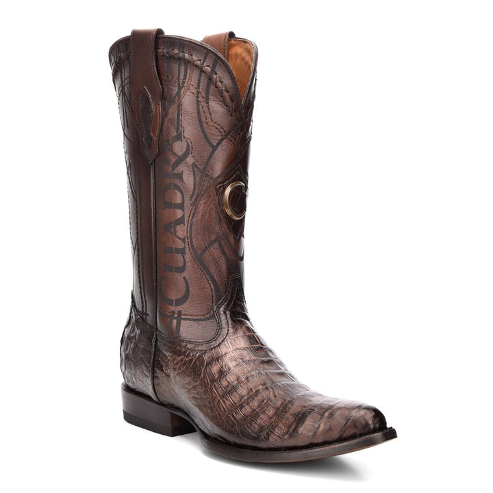 Paris Brown Caiman Laser & Embroidery Round Toe