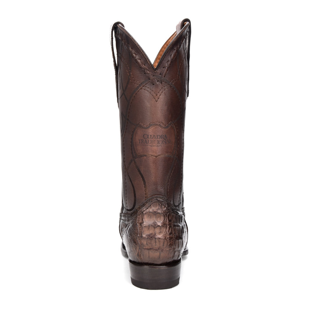 Paris Brown Caiman Laser & Embroidery Round Toe
