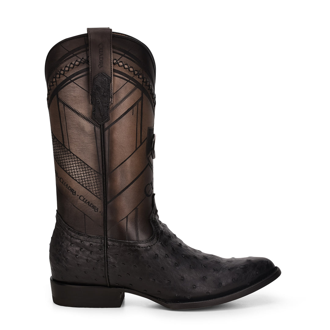 Black Ostritch Laser & Woven Round Toe
