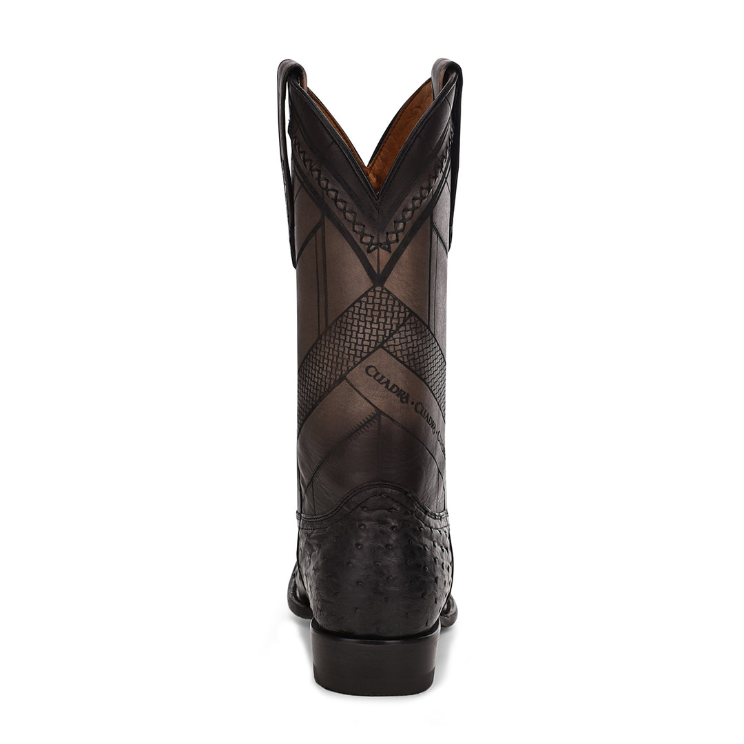 Black Ostritch Laser & Woven Round Toe