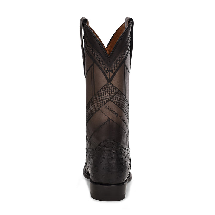 Black Ostritch Laser & Woven Round Toe