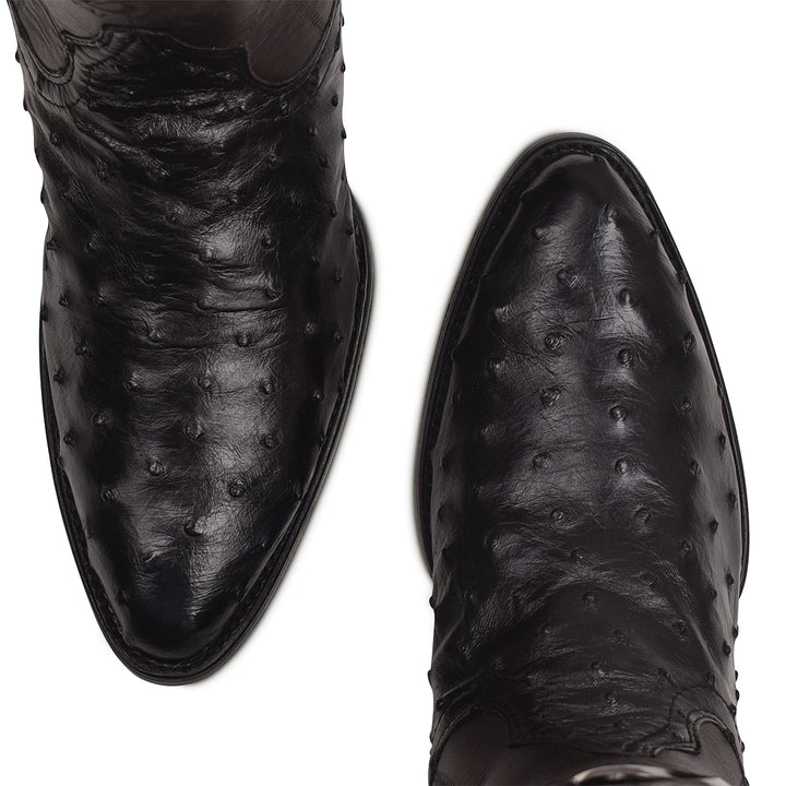 Black Ostritch Laser & Woven Round Toe