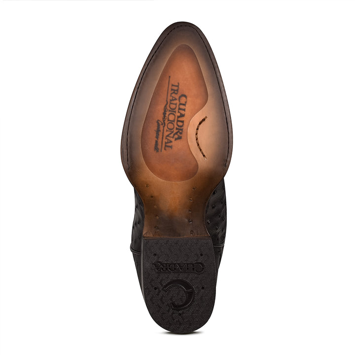 Black Ostritch Laser & Woven Round Toe