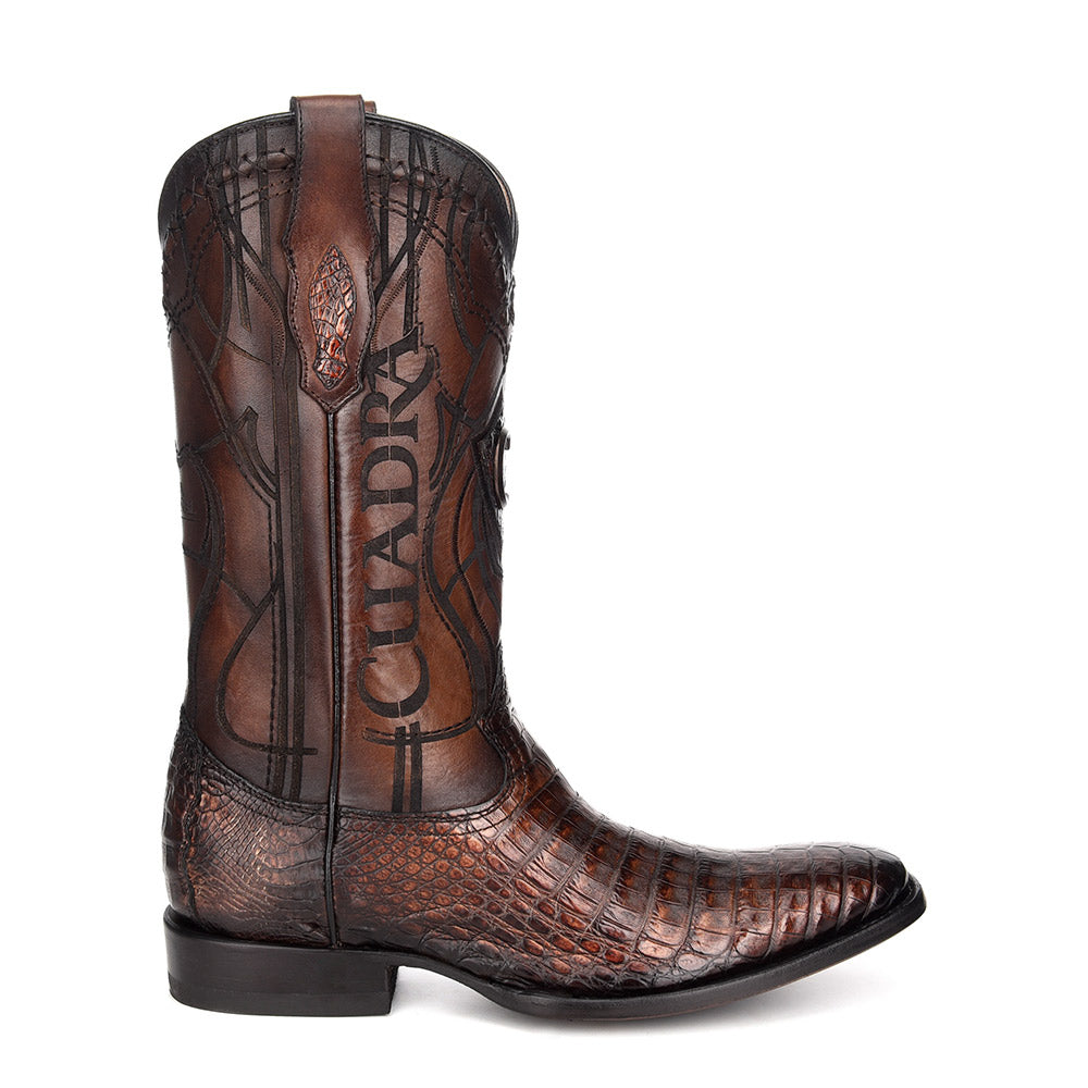 Paris Brown Caiman Laser & Embroidery French Toe