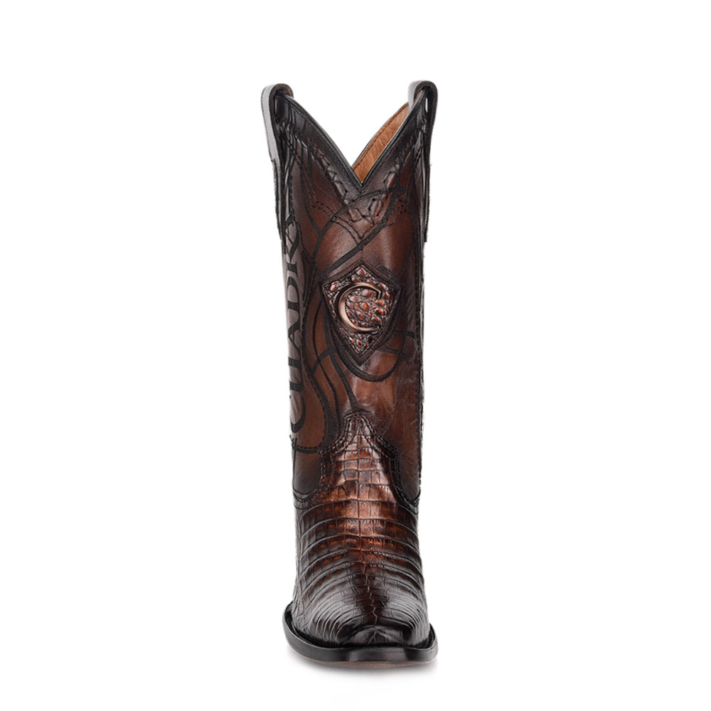 Paris Brown Caiman Laser & Embroidery French Toe