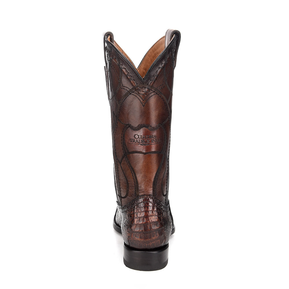Paris Brown Caiman Laser & Embroidery French Toe