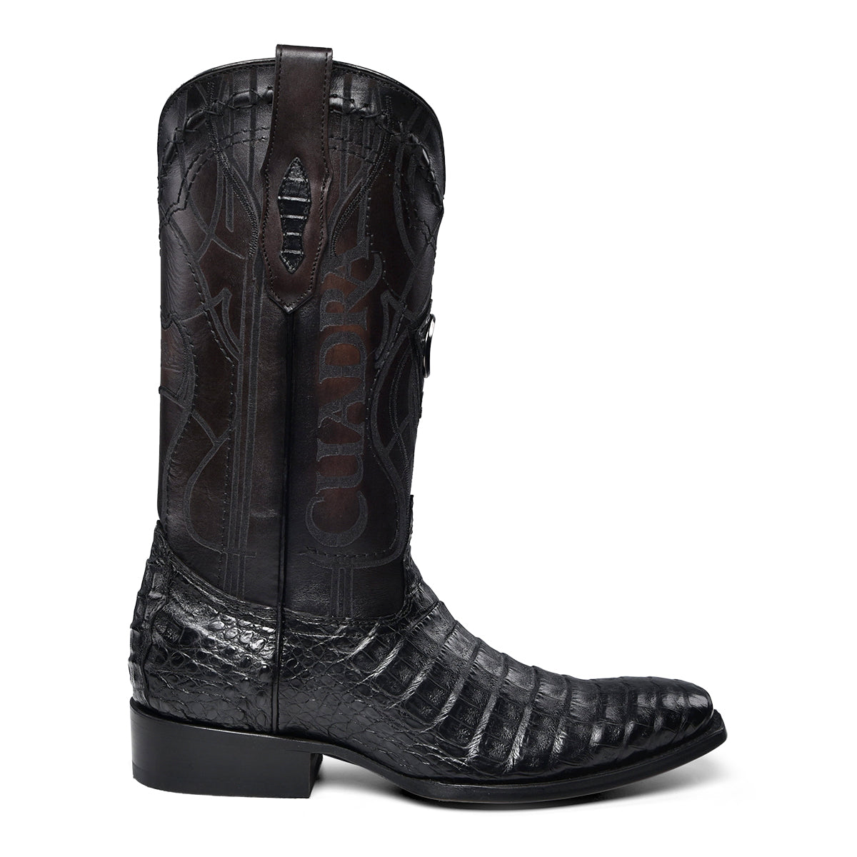 Cuadra Black Caiman Laser & Embroidery French Toe CU846