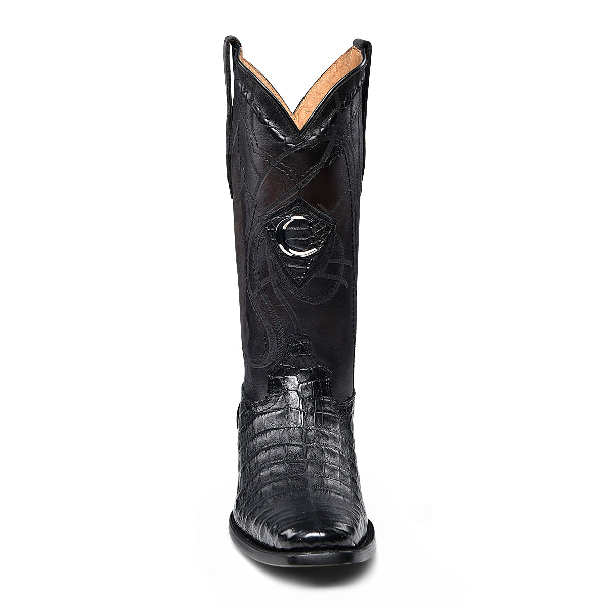Cuadra Black Caiman Laser & Embroidery French Toe CU846