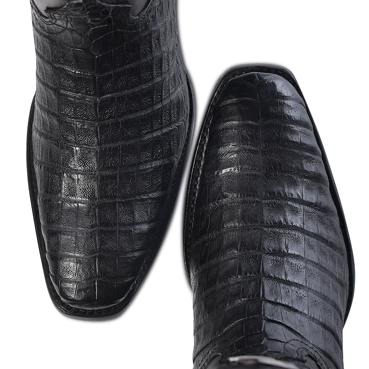 Cuadra Black Caiman Laser & Embroidery French Toe CU846