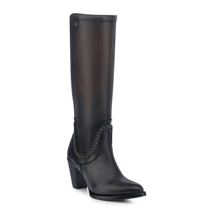 Chocolate Zipper & elastic Round Toe