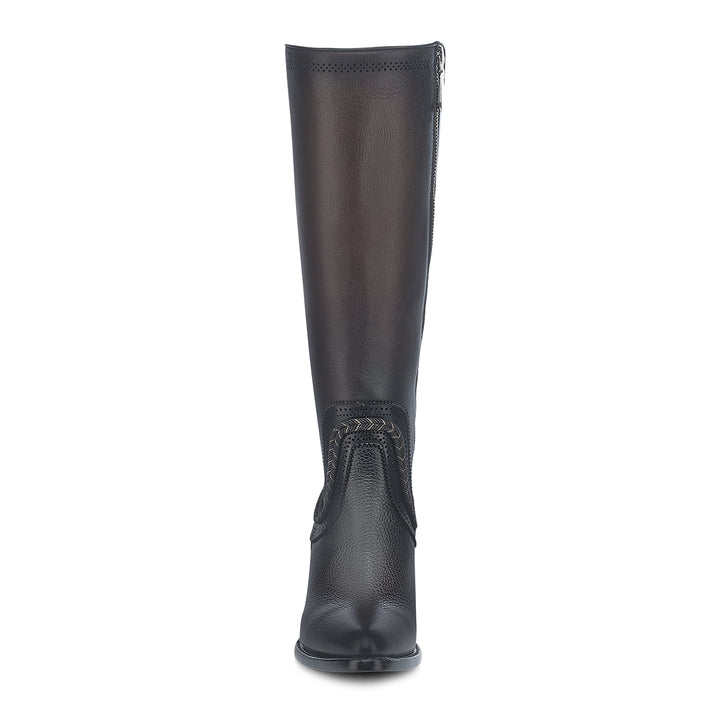 Chocolate Zipper & elastic Round Toe