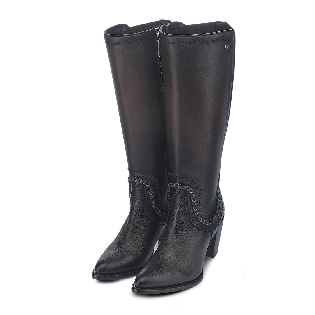 Chocolate Zipper & elastic Round Toe
